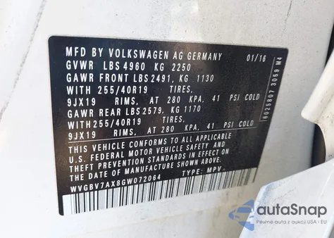 2016 Volkswagen Tiguan R-Line из США, поврежденный, VIN WVGBV7AX8GW072064